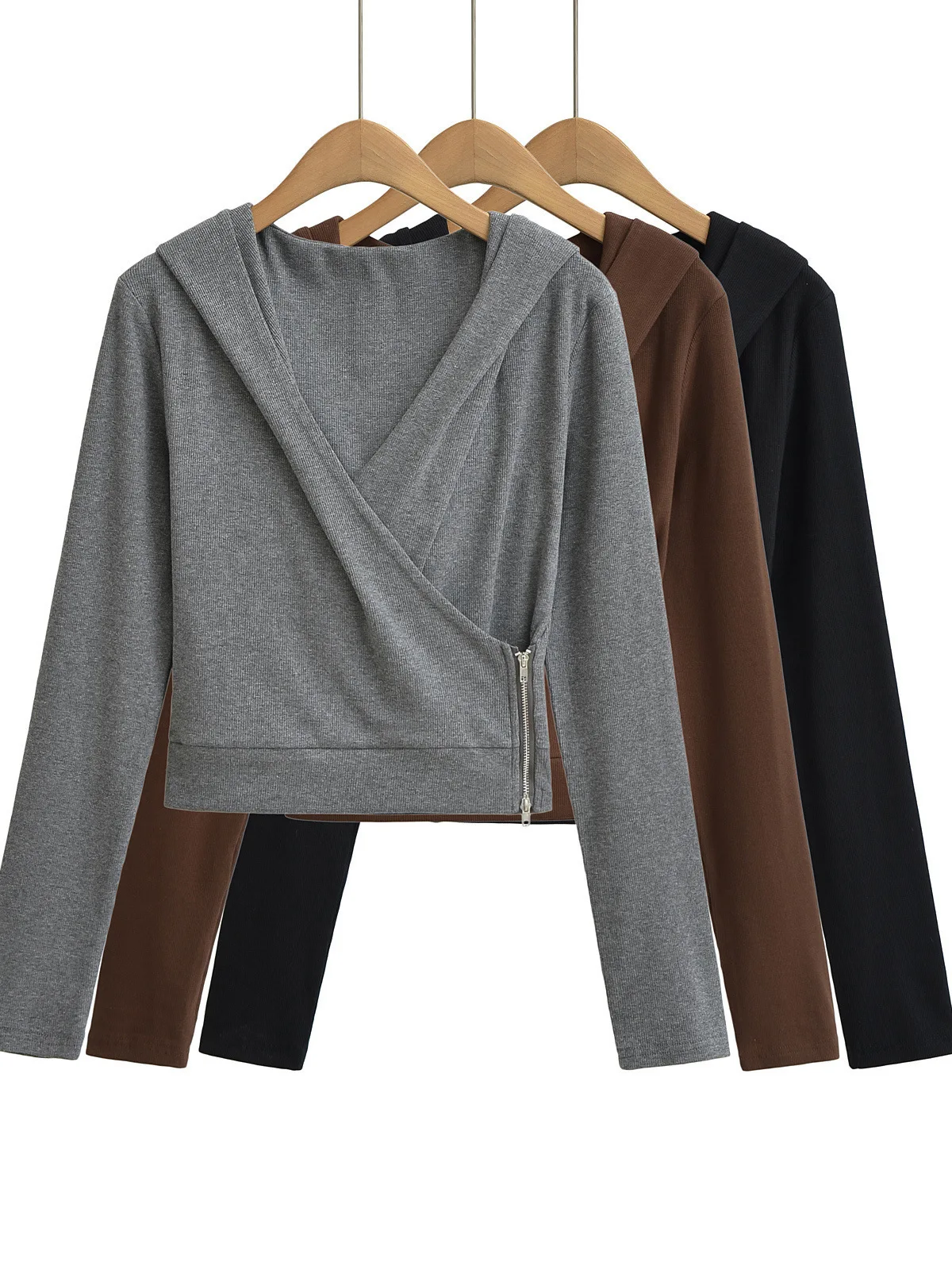 2024 ранняя осень пряная девушка кардиган с перекрестным v-образным вырезом и