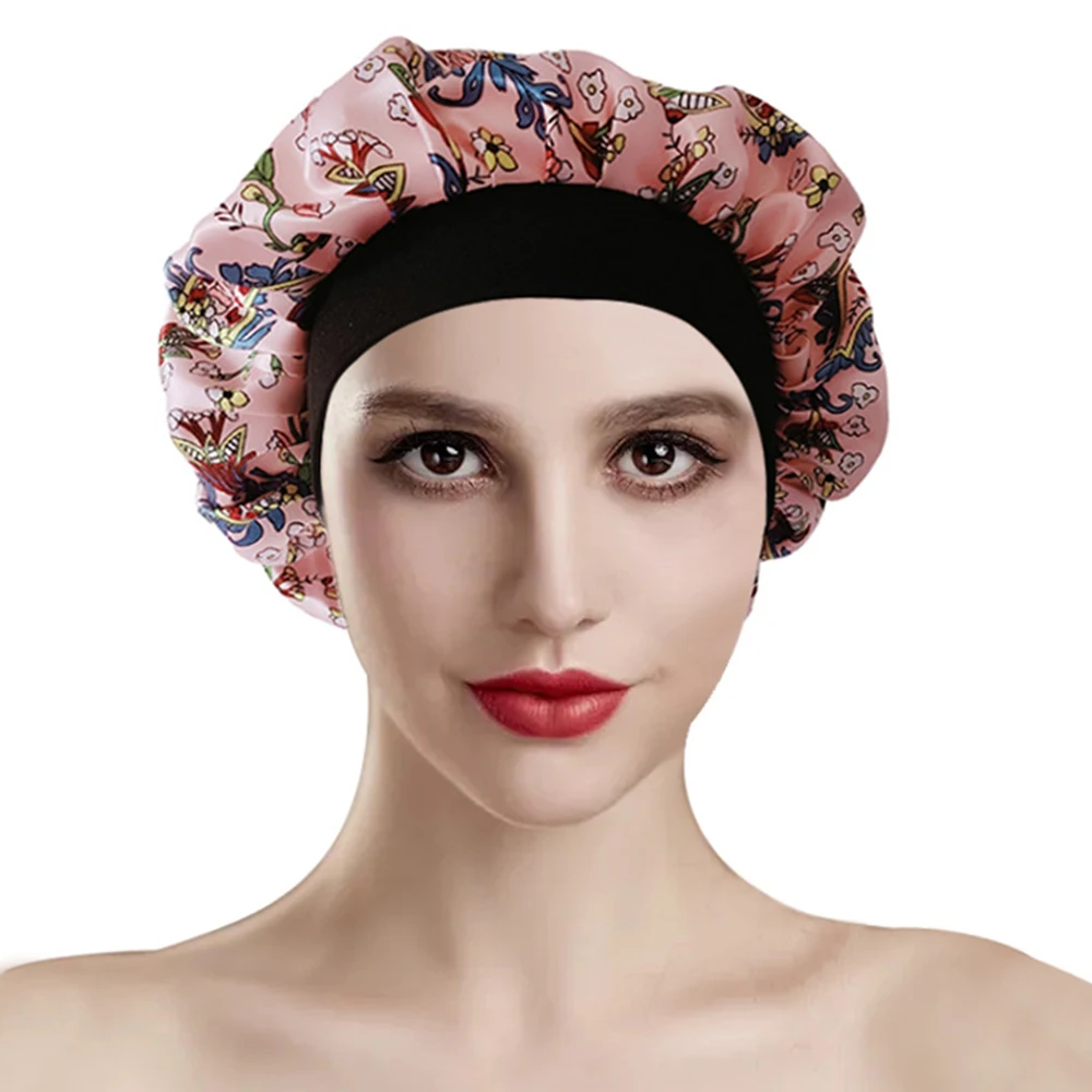 

Haimeikang Новая Женская атласная однотонная колпак для сна Кепка для ночного сна, шапка для ухода за волосами, ночная рубашка для дам, эластичные регулируемые шапки