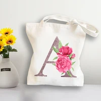 Shopping Bag Floral Rose Alphabet Printing Handbag Flower Totes Aesthetic Shoulder Bag Female Harajuku Shopper Bags Canvas Bag