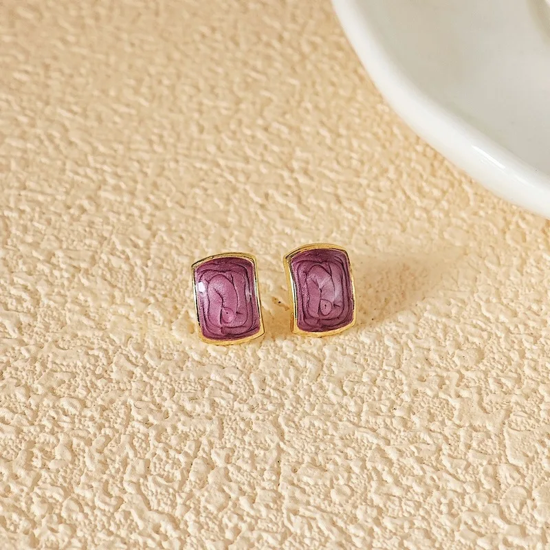 Новые модные квадратные эмалированные серьги-гвоздики для женщин и девочек