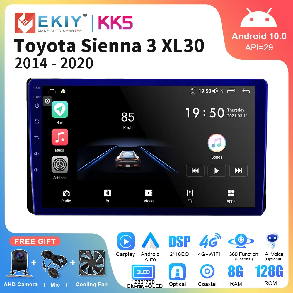 

EKIY KK5 Car Radio 2Din Android For Toyota Sienna 3 XL30 2014-2020 Multimedia Player Navigation GPS Carplay Android Auto Stereo