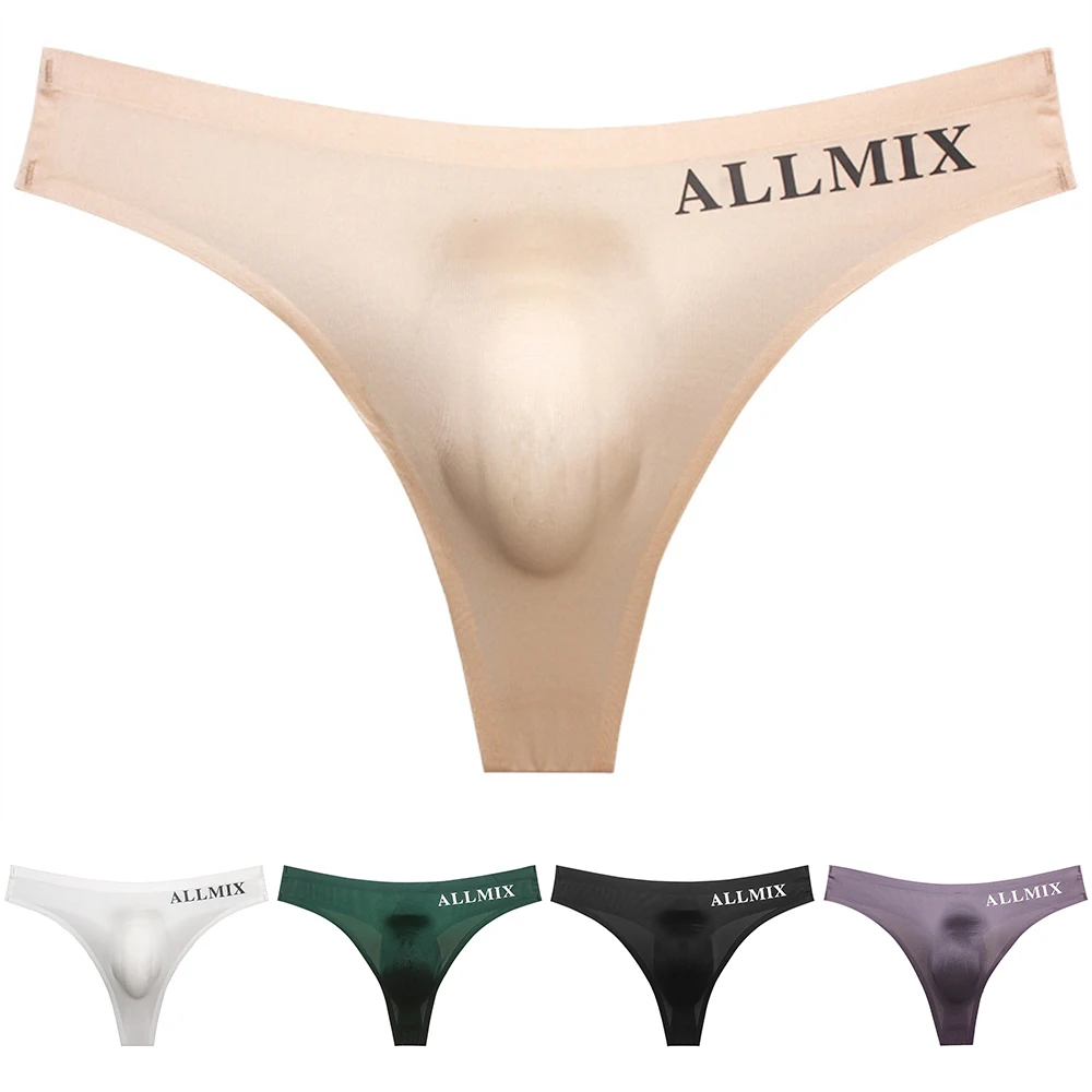 

Mens Sexy Tanga Hombre Underwear Thongs Fitness Gay Sexy Letter Thin Hip Sissy Panties Strings Ice Silk Low Waist Seamless Thong