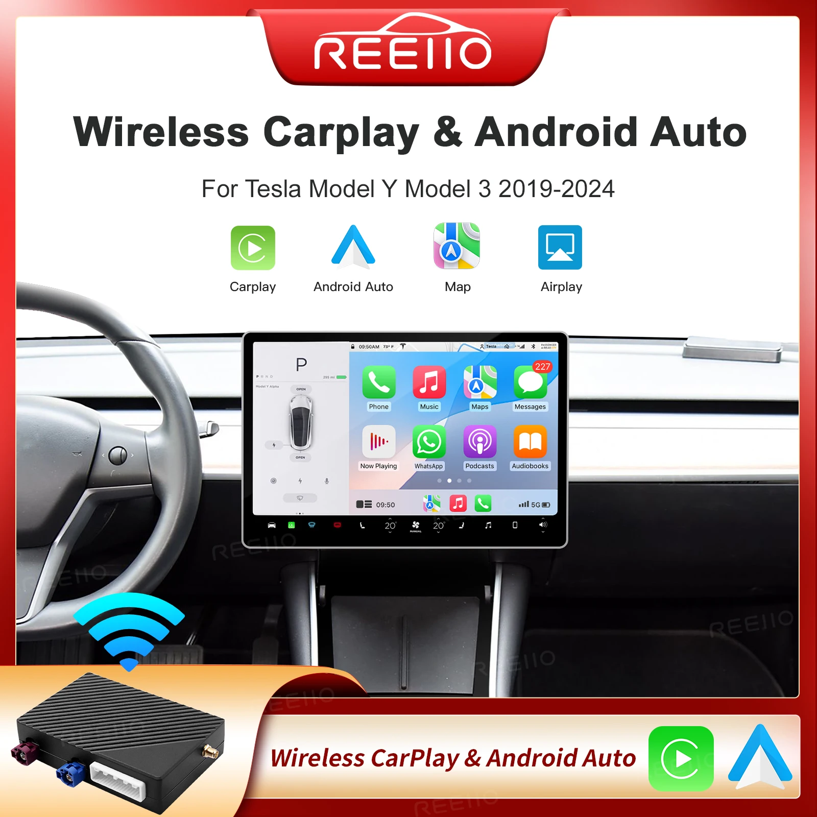 Беспроводной CarPlay Android Auto для Tesla Model 3 Model X с ...