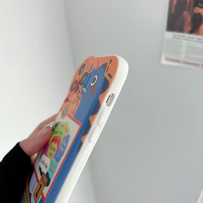 Sweet Retro Dinosaur art cartoon Phone case For iPhone 14 13 11 12 Pro Max Xr Xs Max X 7 8 Plus case Cute air cushion Soft Cover