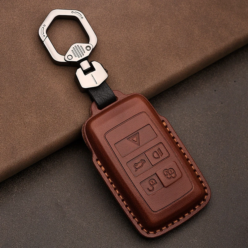 

Car Key Case Cover Fob Holder for Land Rover Range Rover Discovery 5 Sport 2018 2019 for Jaguar XEL E-PACE 2019 Genuine Leather