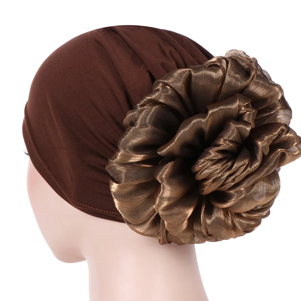 

2021 stretch inner hijab caps muslim turban femme musulman turbante ready to wear hijab bonnet flower indian headwrap chemo