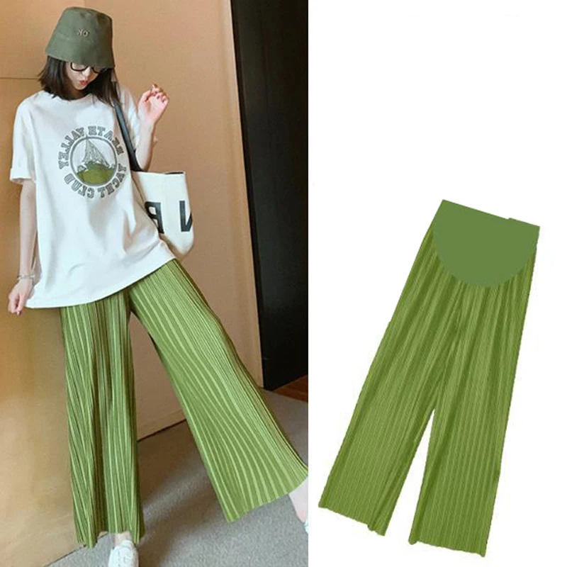 

Pregnant Women's Pants Summer Outer Wear Abdomen Pants Wide-leg Pants Maternity Clothes Mother Kids