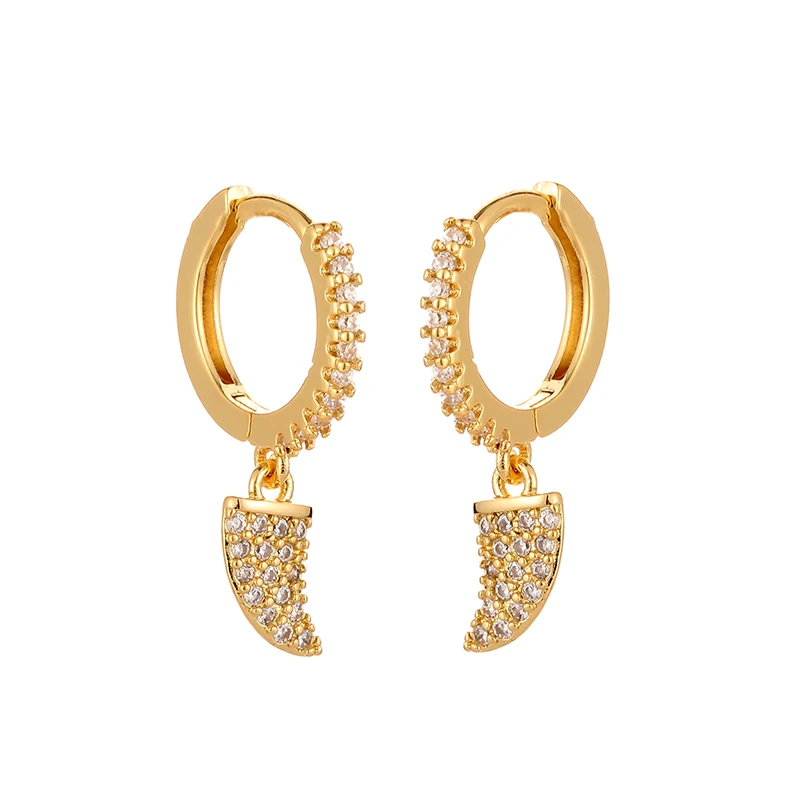 

S925 геометрические циркониевые рога серьги-кольца для женщин Изящные ювелирные изделия для вечеринок Circel Huggies