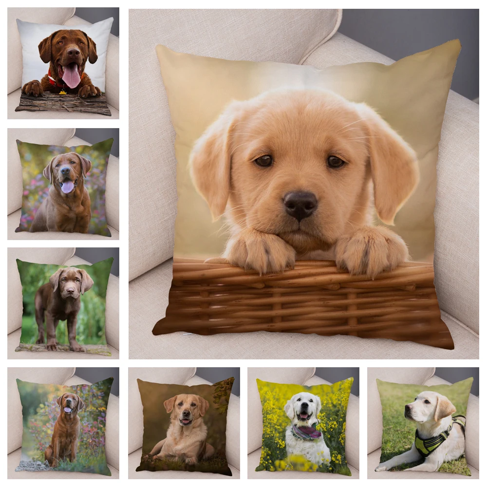 

Labrador Dog Animal Luxury Throw Pillow Case Cushion Cover Home Living Room Decorative Pillows For Sofa Bed Car 45*45 Nordic