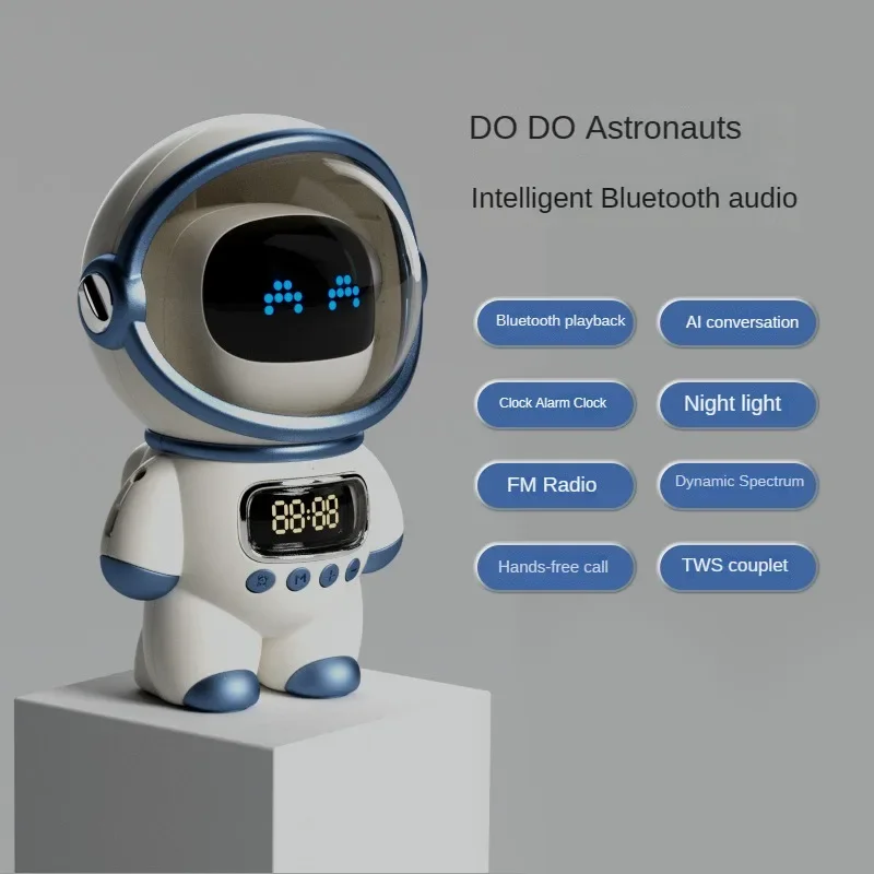 

Astronaut AI Intelligent Voice Bluetooth Speaker TF Card Clock Alarm Clock Night Light FM Radic HiFi Stereo Long Endurance Audio