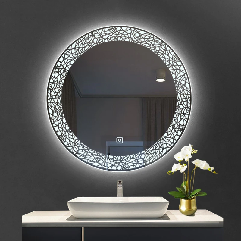 

No Fog Hanging Bathroom Mirror Led Light Electric Illuminated Smart Bathroom Mirror Vanity Design Espejo Pared Home Improvement