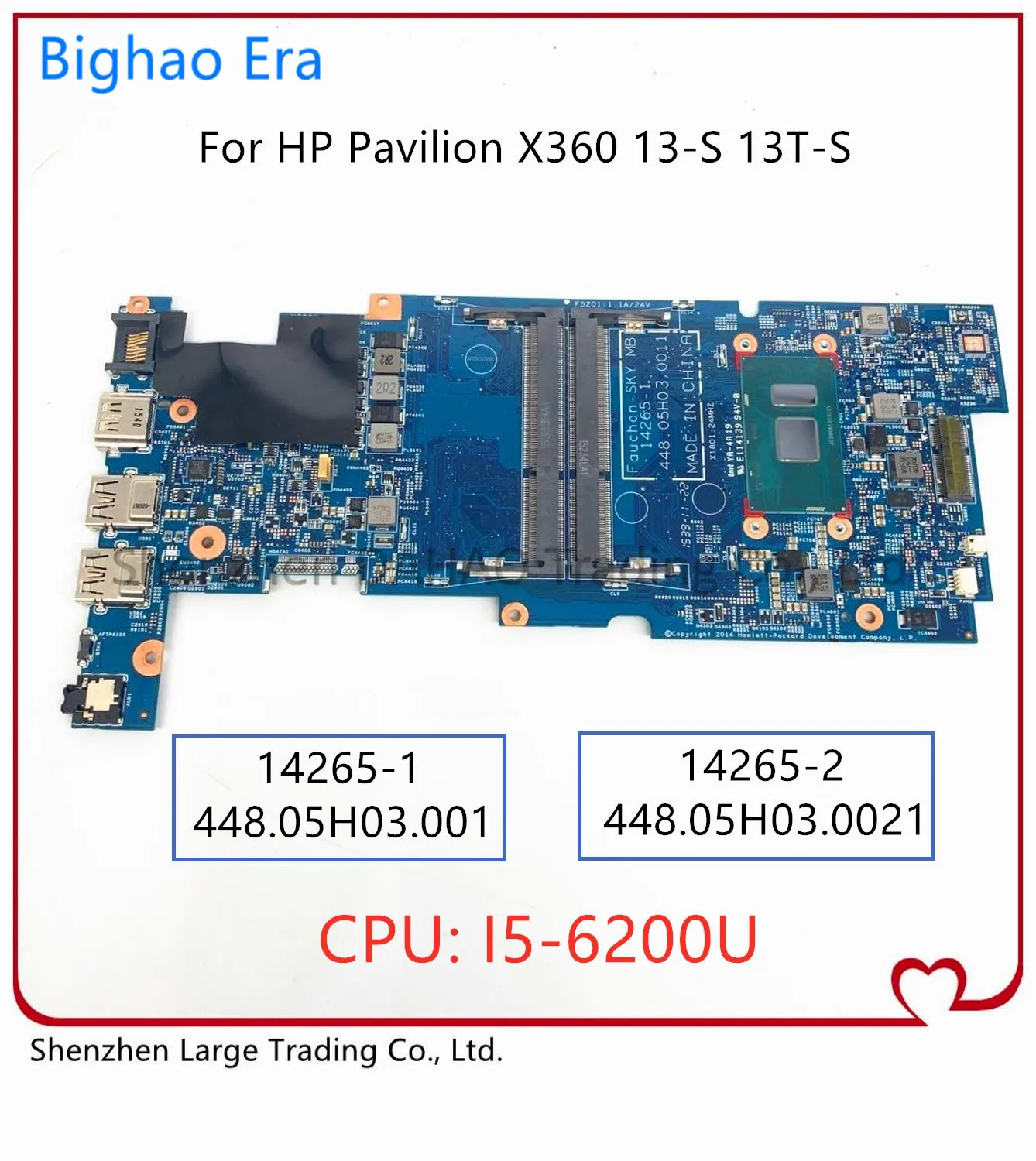 

14265-1 14265-2 For HP X360 13-S Laptop Motherboard I5-6200U CPU 448.05H03.0011 100% Fully Test 827823-601 828607-601 828607-001