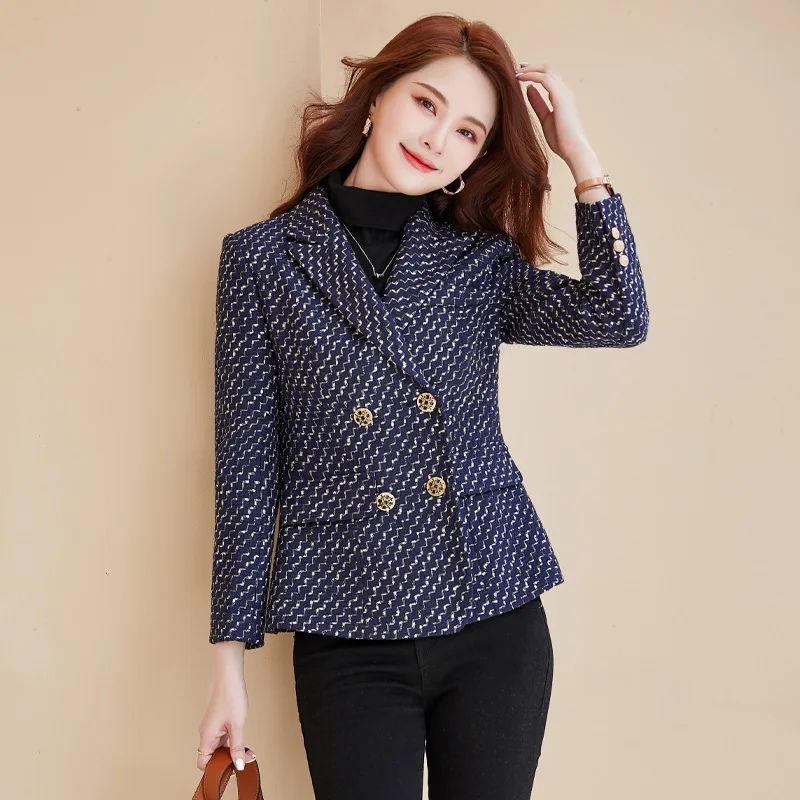 

Женский жаккардовый Блейзер, модная твидовая Повседневная Деловая одежда для офиса, женская элегантная осенняя одежда