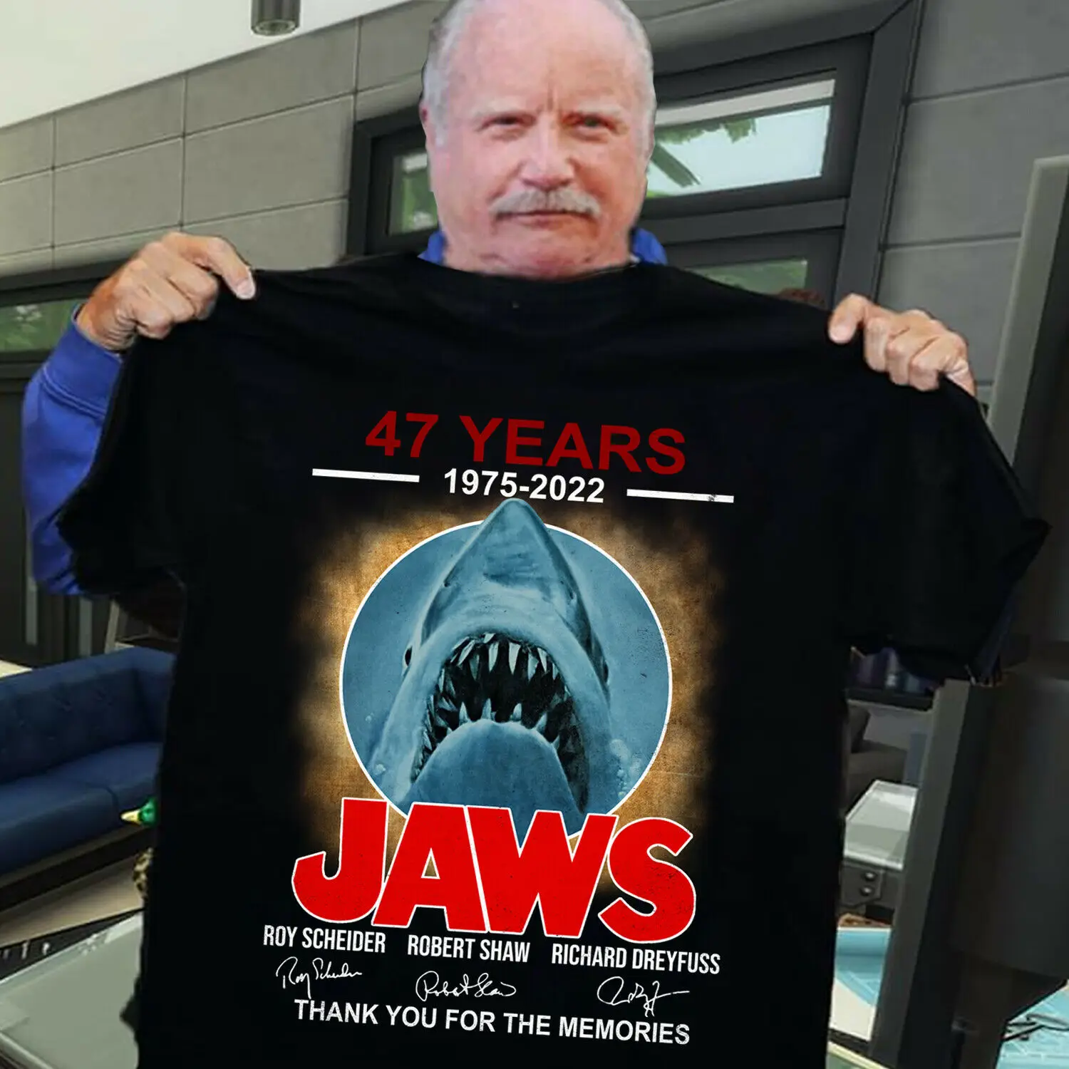 

Jaws 47Years 1975-2022 Anniversary Signatures Thank You The Memories Movie Shirt
