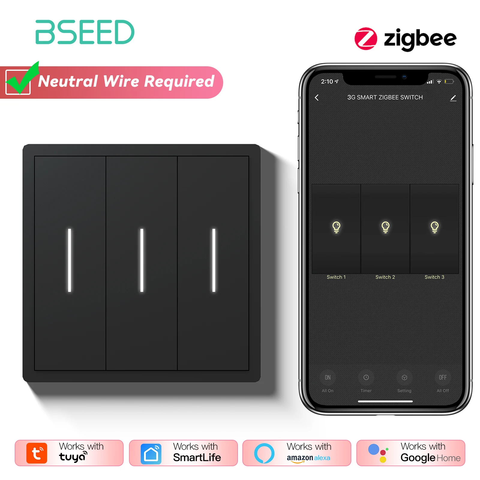 

Умные выключатели BSEED ZigBee Click для штор