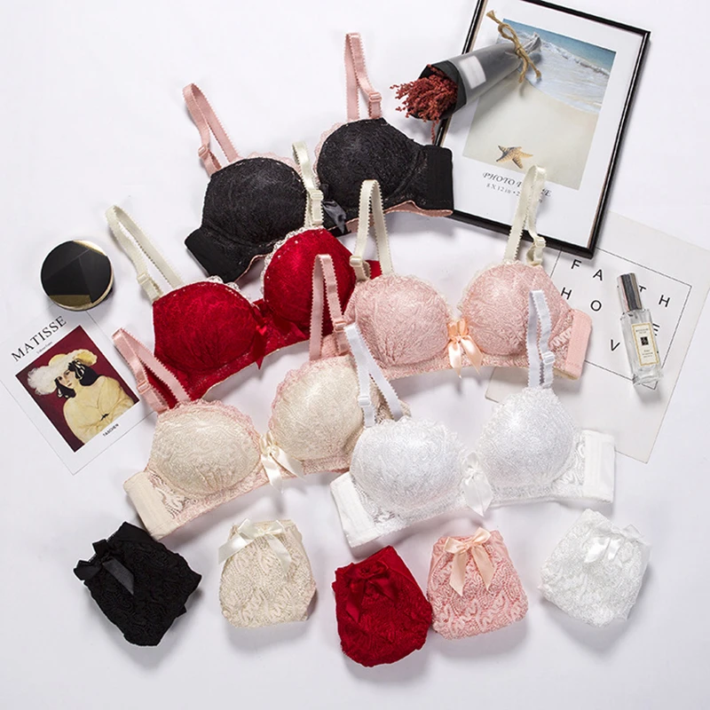 Комплект нижнего белья для девушек глянцевое однотонное собранное нижнее белье