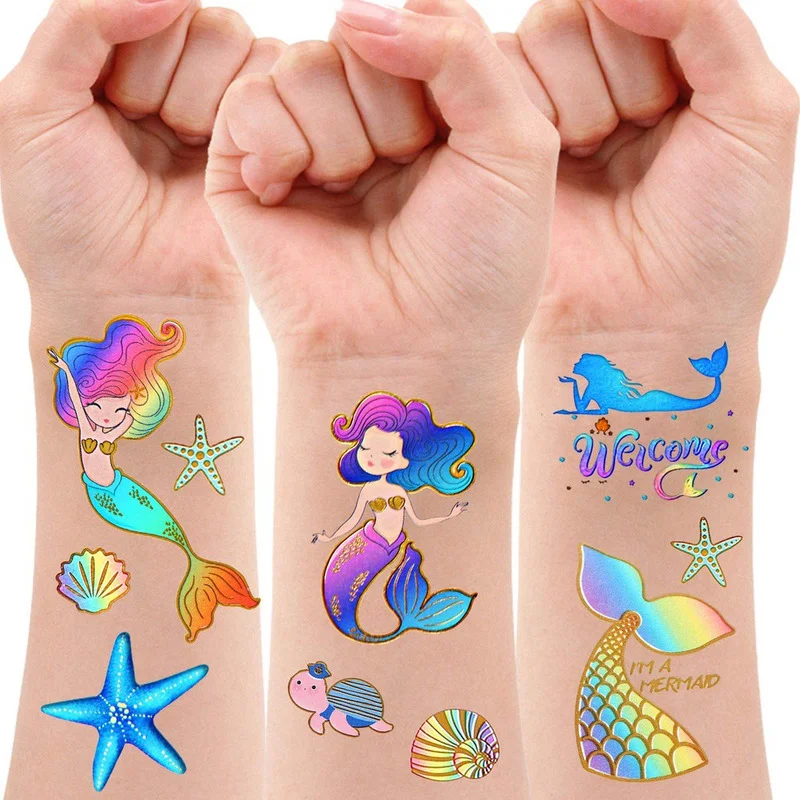 

Mermaid Party Sticker Supplies Wedding Tattoos for Kids Glitter Birthday Party Favors Tail Decorations Halloween Easter Makeup