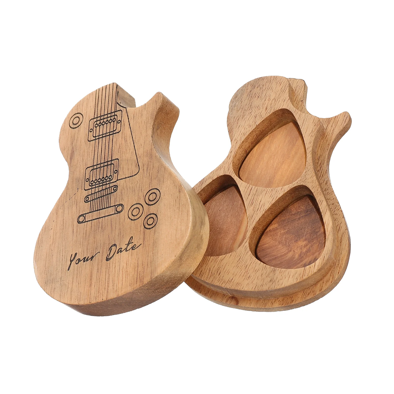 

Guitar Pick Picks Plectrum Wooden Bass Case Holder Box Plectrums Electric Organizer Pics Ukulele Acoustic Accessories Tools
