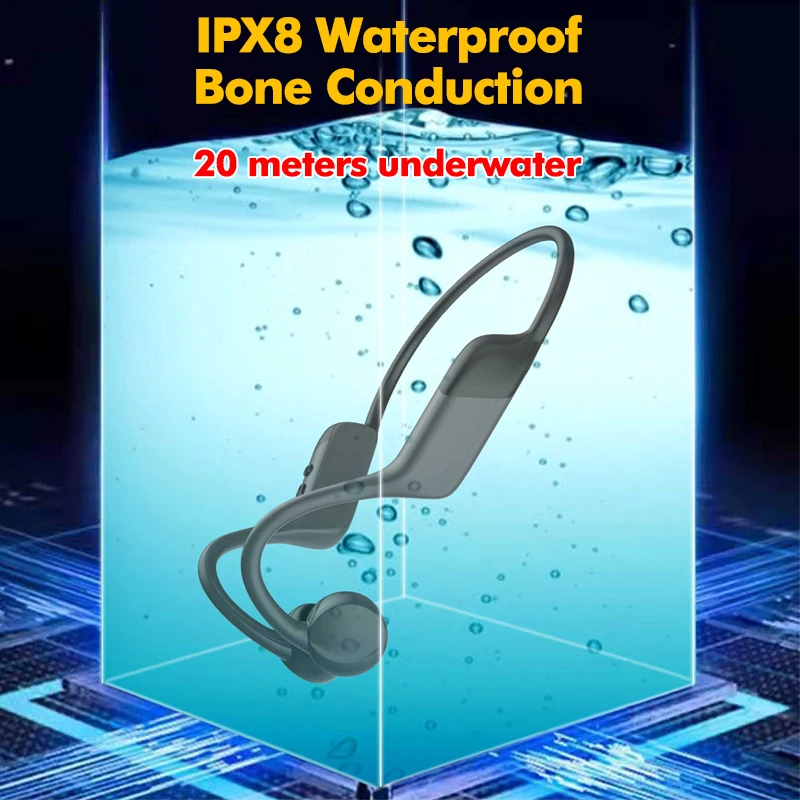 

Bone Conduction Headphones Not In-ear Sports Earphone IPX8 Waterproof Wireless Headset Hands-free For Running With 32G Memory