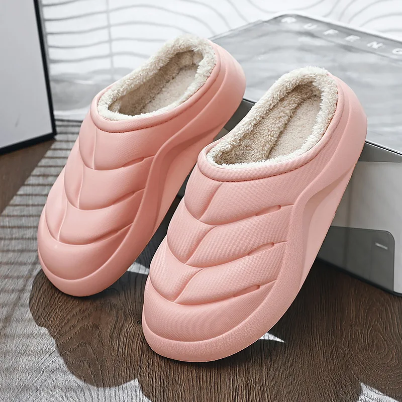 

Winter Men's Home Cotton Slippers New Warm Women's Cotton Shoes Waterproof Upper Lovers' Cotton Slippers Size 36-45