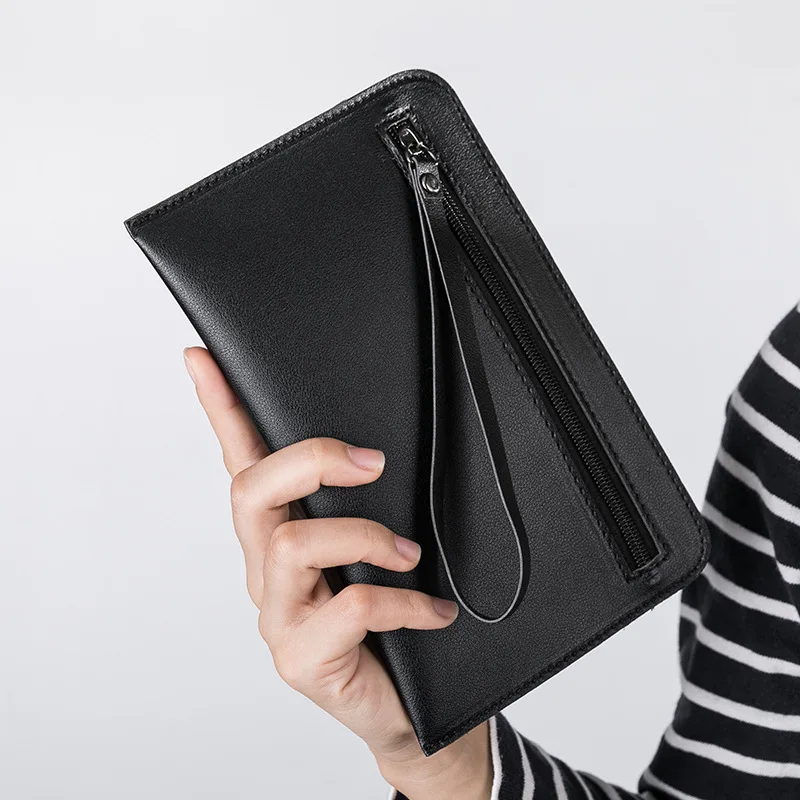 

Fashion Women Leather Wallet Zip Clutch Bag with Wristlet Fashion Card Holder Coin Purse Cellphone Bag Female Money Bag