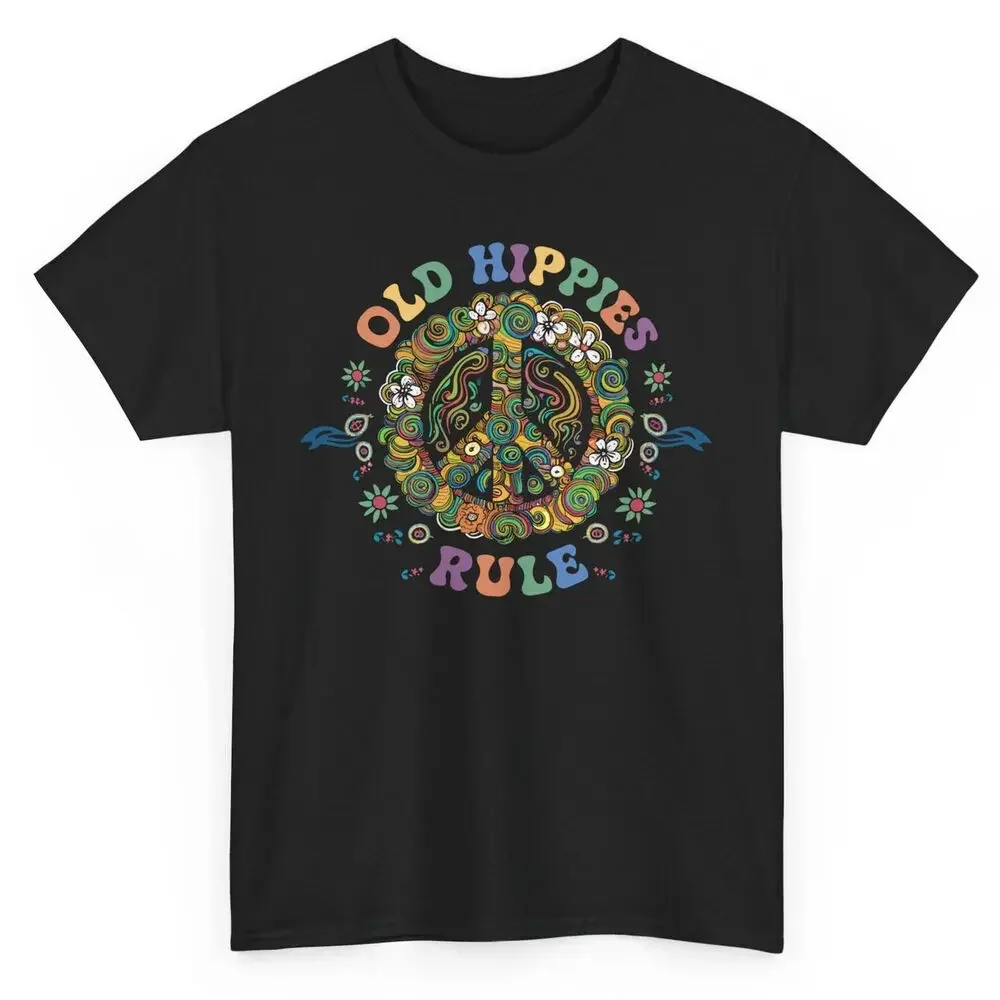 Винтажная футболка Old Hippies Rule Hippy — футболки с рисунком в стиле ретро 70-х и 80-х
