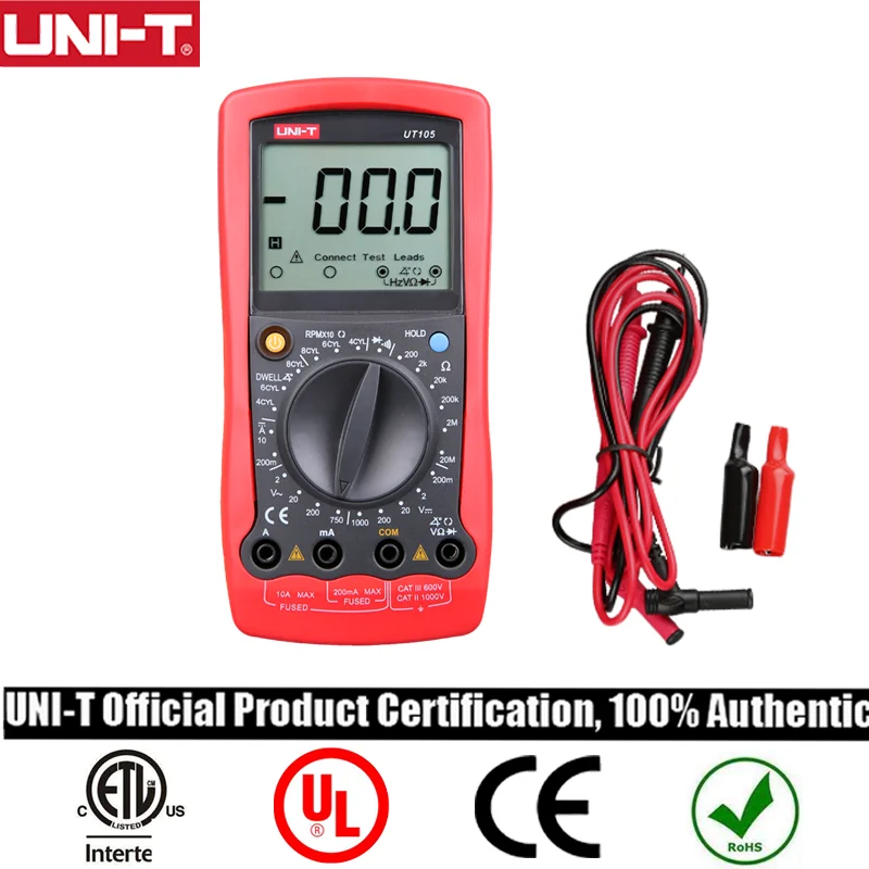 

UNI-T multimeter digital UT105 Automobile Multimeter,Handheld Automotive Multipurpose Meters AC/DC Voltmeter Tester Meters with