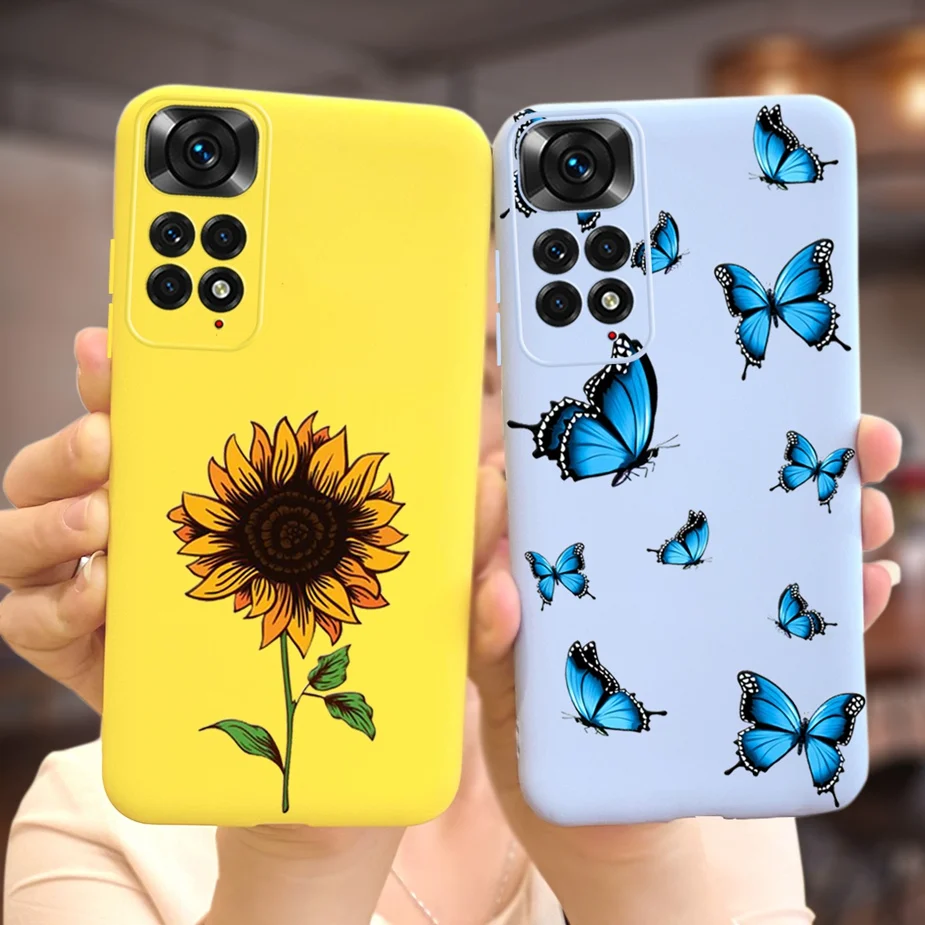 Мягкий силиконовый чехол для Xiaomi Redmi Note 11 4G с сердечками |