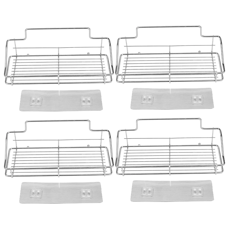 

2X Bathroom Shelf, Wall Mounted Shower Caddy Traceless Adhesive, No Drilling Storage Organizer Rack