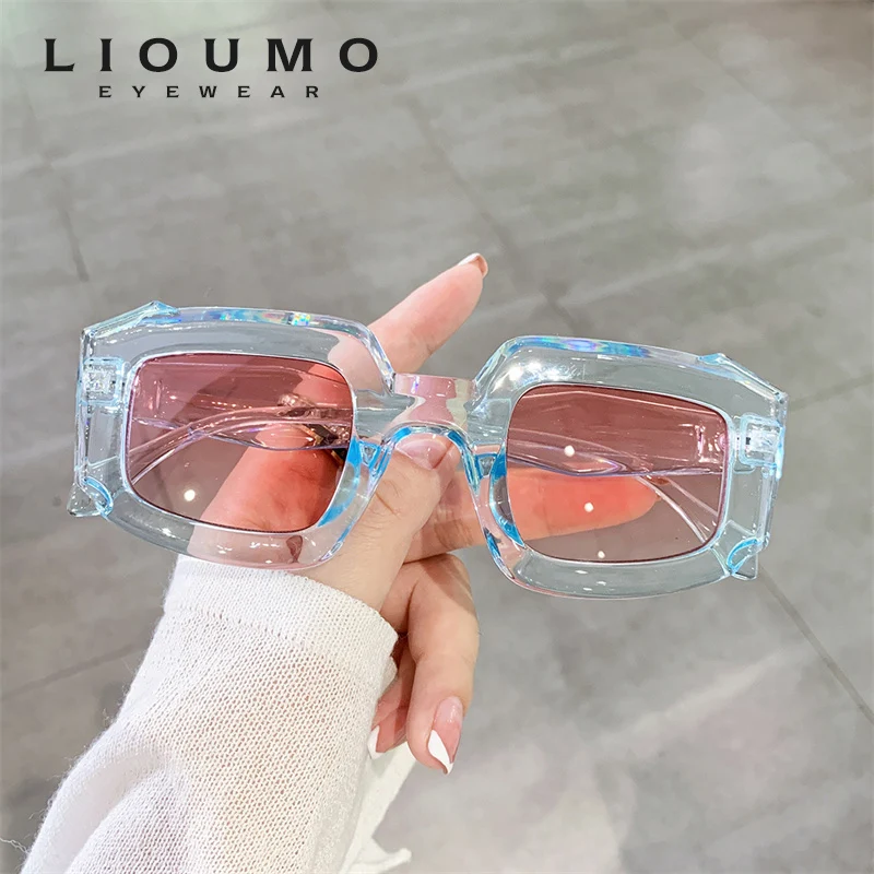 LIOUMO индивидуальная Толстая оправа Модные леопардовые Солнцезащитные очки женские модные градиентные коричневые Оттенки для вождения мужс...