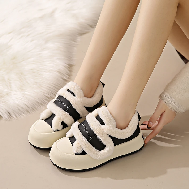 Тапки женские на плоской подошве мягкие плюшевые удобные хлопковые тапки