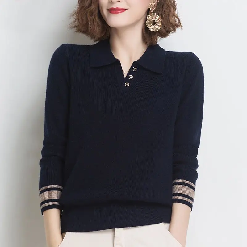 Осень-зима новые полосатые лоскутные вязаные свитера с длинным рукавом и