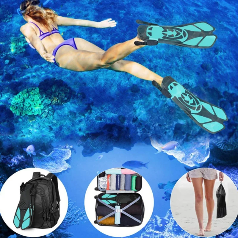 Ласты для подводного плавания с регулируемыми пряжками короткие силиконовые