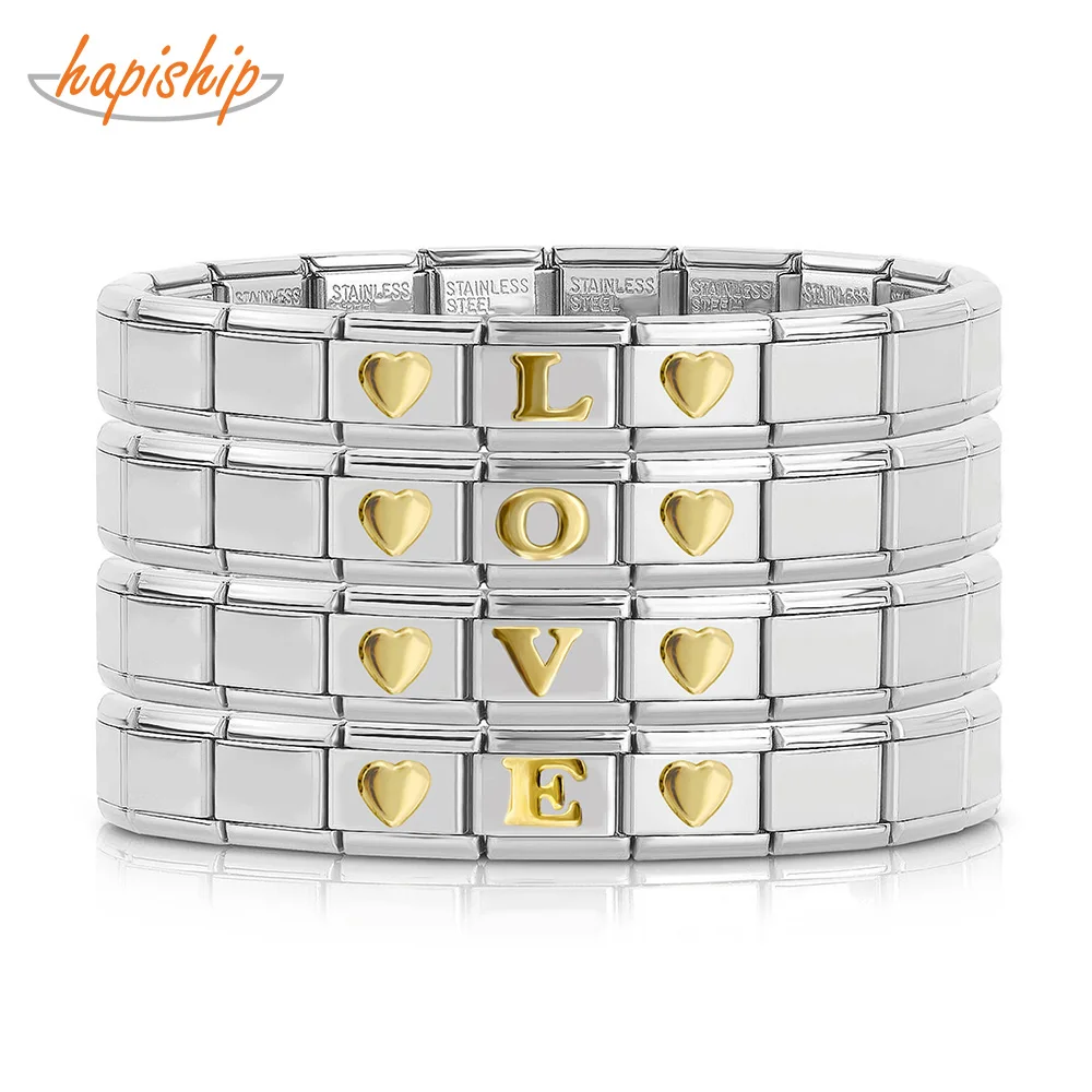 Браслет Hapiship для девушек, модный браслет с шармами в виде Золотого сердца, 26 букв, подарок на день рождения, ювелирные изделия для женщин и мужчин, G147