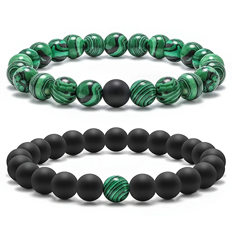 

2 шт., браслет из бусин с натуральным камнем для мужчин и женщин