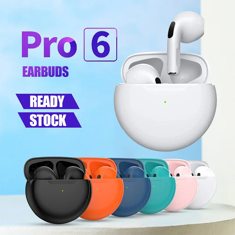 

New PRO6 Wireless Bluetooth Headset Stereo Binaural TWS in-Ear Macaron J6 6 Th Generation Bluetooth Headset