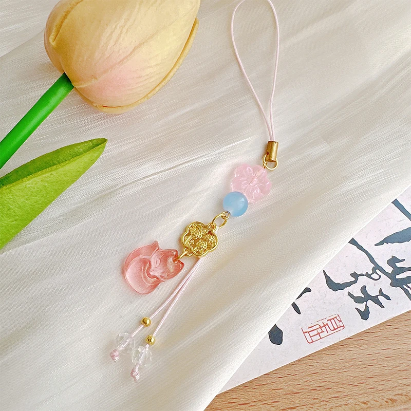 Кулон с лисой глазурью миндальное печенье брелок бисером цепочка для телефона