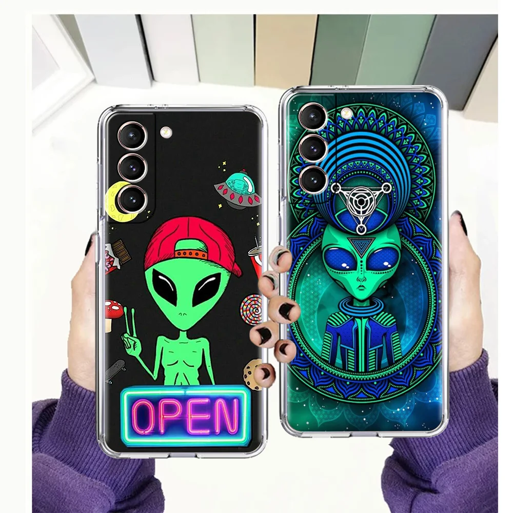 

Hot Interesting Alien Case for Samsung Galaxy S20 FE S21 Ultra M21 M22 M32 M31 S10 S10E Note 20 10 Plus 5G TPU Transparent Shell
