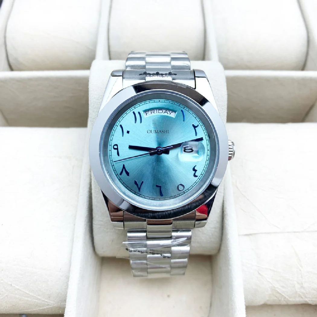 

Мужские часы 36 мм синие часы с арабской неделе водостойкие сапфировое стекло 316 нержавеющая сталь 2