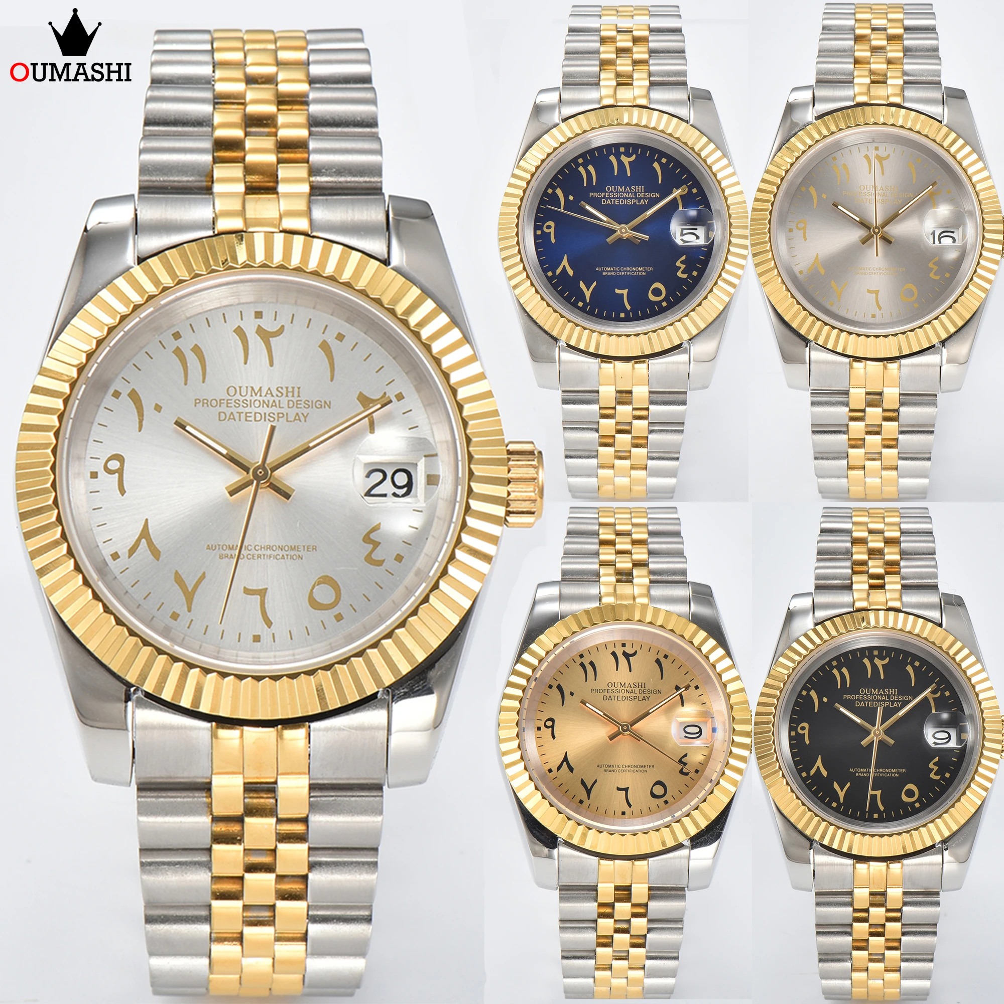 OUMASHI 39 мм/36 мм автоматические механические часы с арабскими цифрами NH35 механизм