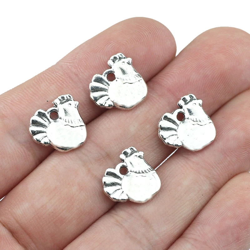 

15Pieces/lot 12*13mm Cute Alloy Hen Charms Antique Silver Color Hen Chicken DIY Charm For Jewelry Pendant Making