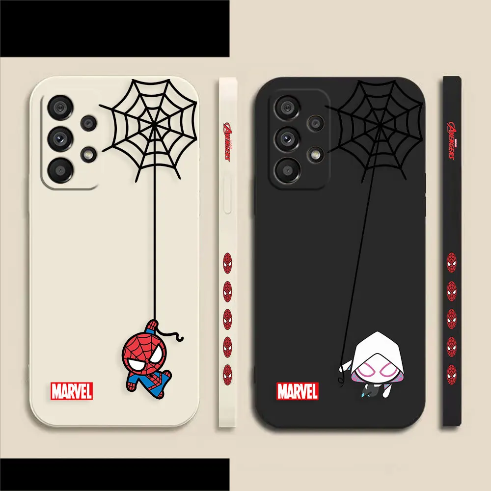 

Marvel Cartoon Spider-man Phone Case For Samsung Galaxy A72 A71 A53 A52 A51 A42 A32 A31 A23 A22 A21S 4G 5G Colour Liquid Case