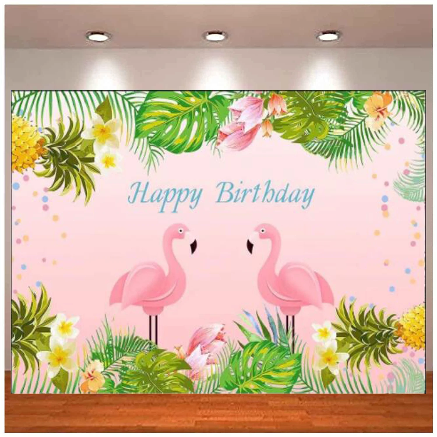 

Pink Flamingo Birthday Photography Backdrop Summer Tropical Pineapple Hawaiian Floral Background Baby Shower Decorations Banner