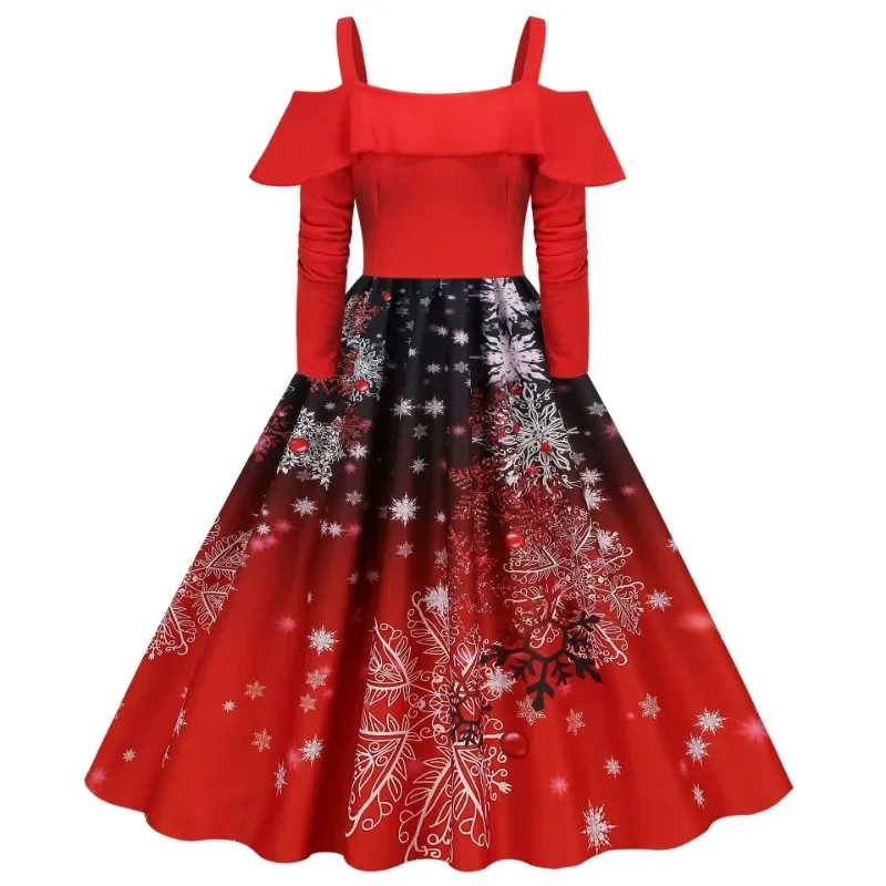 Зимние рождественские вечерние платья в стиле ретро женский халат 2024 осеннее