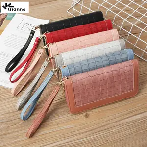 vianna 2022 alligator wallet for women zipper long wallet with handle strap design clutch bags coin purses card holder money bag free global shipping