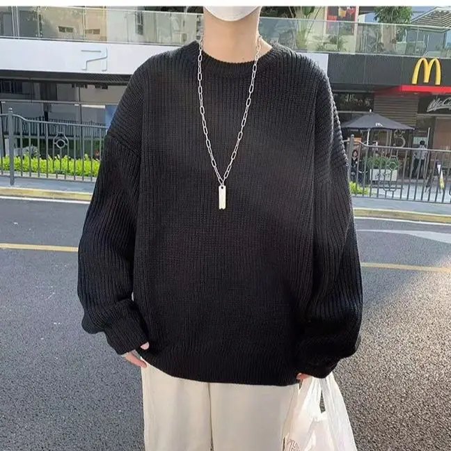 Spring Autumn Winter Fashion Man Casual Men's Loose Tess Cool Boys Pullover Knitted Sweater Soft Stripes Tops Warm Retro Stripes