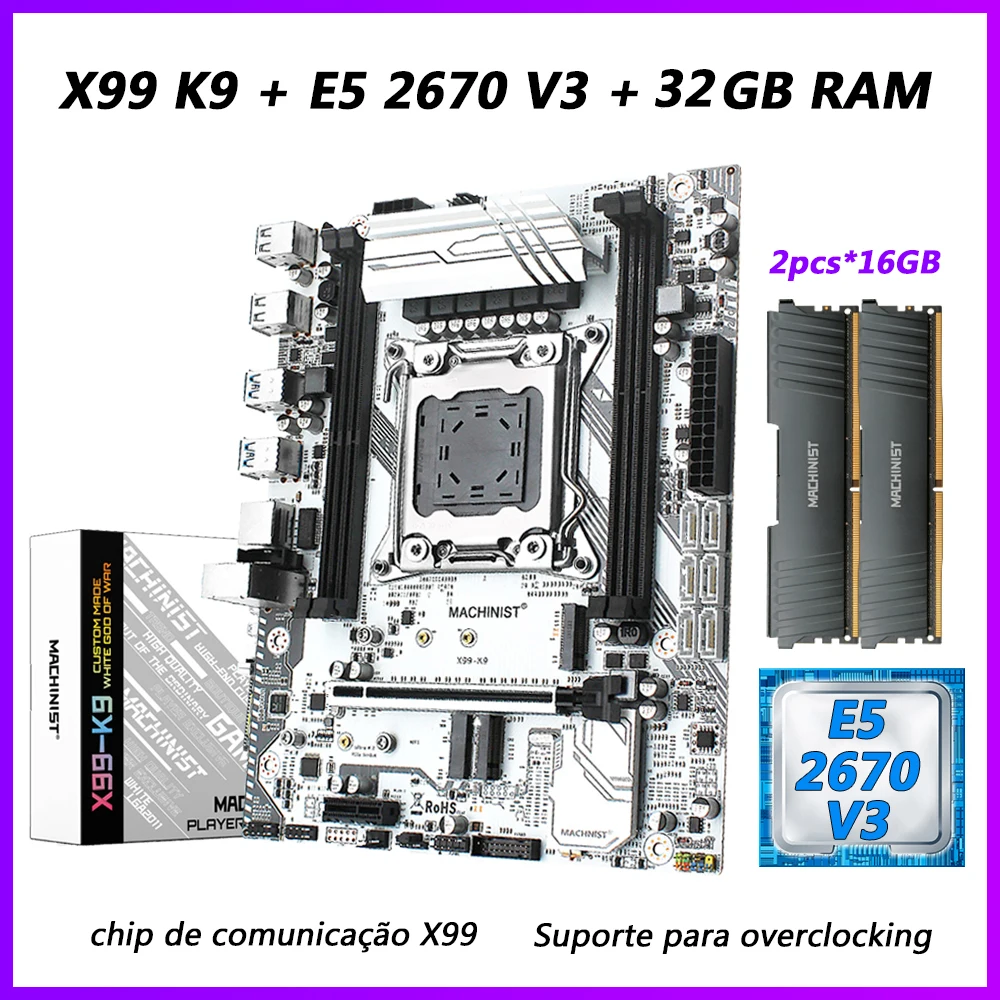 

Комбинированный комплект материнской платы Machinist X99 с процессором Xeon LGA 2011-3 E5 2670 V3 32 ГБ 2 шт. * 16 Гб DDR4 RAM память