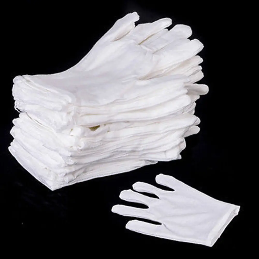 5Pairs White Anti-friction Antiskid Gloves Cotton Work Protective Glove High Stretch Household Cleaning Waiters Industrial Tools images - 6