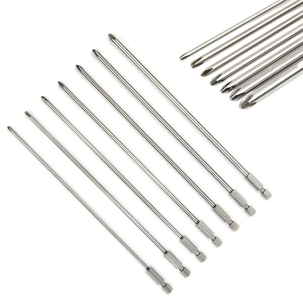 

7Pcs Screwdriver Bits 6.35mm Shank 200mm Long Cross Power Driver Tool Phillips Cross Screwdriver Bits Magnetic Hexagon Handle