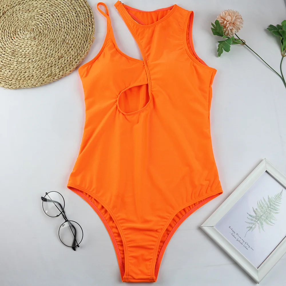 

2022 new European and American one-piece hollow multi-color one-shoulder sexy swimsuit 3156